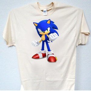 SONIC TGHE HEDGE HOG, COOL MENS IVORY TEE ALL SIZES T-1876